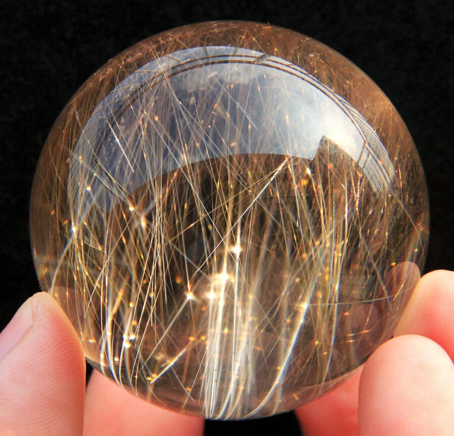 47mm TOP GRADE Sparkling ! Natural Clear Gold Rutilated Quartz Crystal