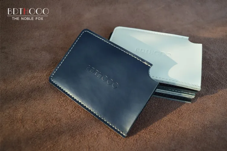 TIANHOO мужской кредитный ID держатель для карт тонкий кошелек мини карман Натуральная кожа ручной работы шитье черный карман для карт
