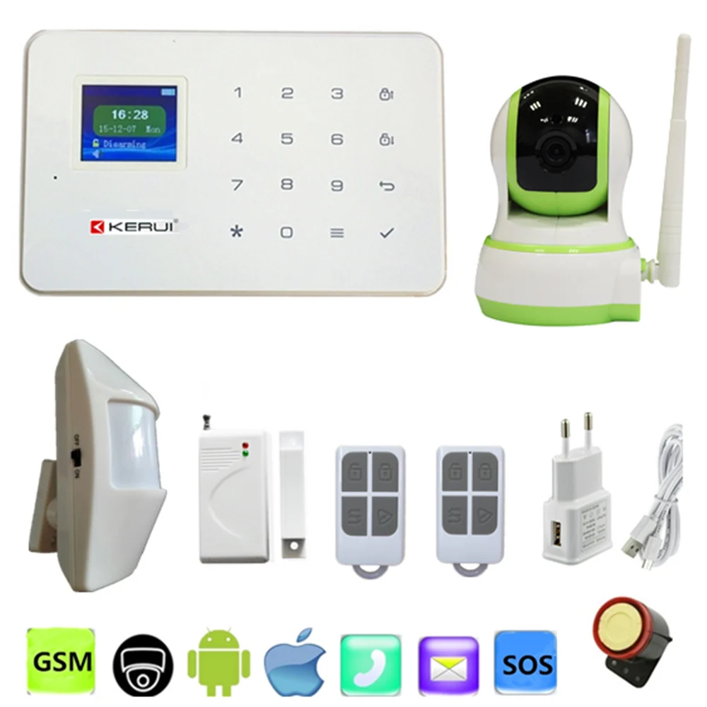Gsm Сигнализация 99 Беспроводных Зон и Ip-камеры Wi-Fi Пир Дверь Детектор App Удаленно