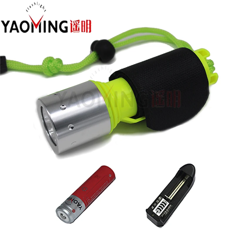 

Diving light 2000LM CREE XM-L T6 scuba flashlights waterproof underwater rechargeable lamp cree led torch lantern+18650+charger