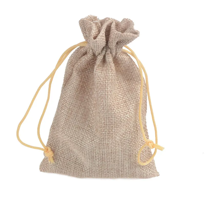 

50pcs/lot 9.5x14.5cm New Fashion Useful Wedding Favor Christmas Hessian Burlap Jute Gift Bags Drawstring Pouch Home