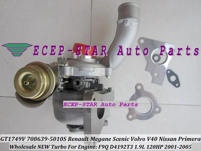 GT1749V 708639 708639-5010 S Turbo Турбокомпрессор для Renault Megane Scenic для Volvo S40 V40 для Nissan Primera F9Q D4192T3 1.9L