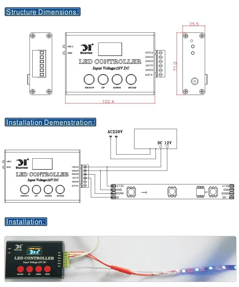 WS2811 2903 светодиодный контроллер, 1024 шт. ic, 12 v Вход