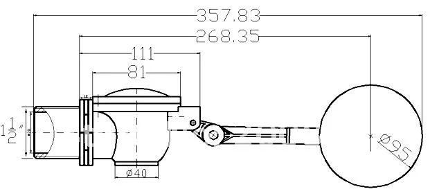 1"1/2 plastic float valve, big size plastic ball cock, water tank  floating valve, remote control float valve