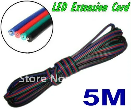 5M 4 pins LED RGB cable wire extension cord LED extension cable for 5050/3528 LED RGB light Strip RGB Stripe Connect Cable 