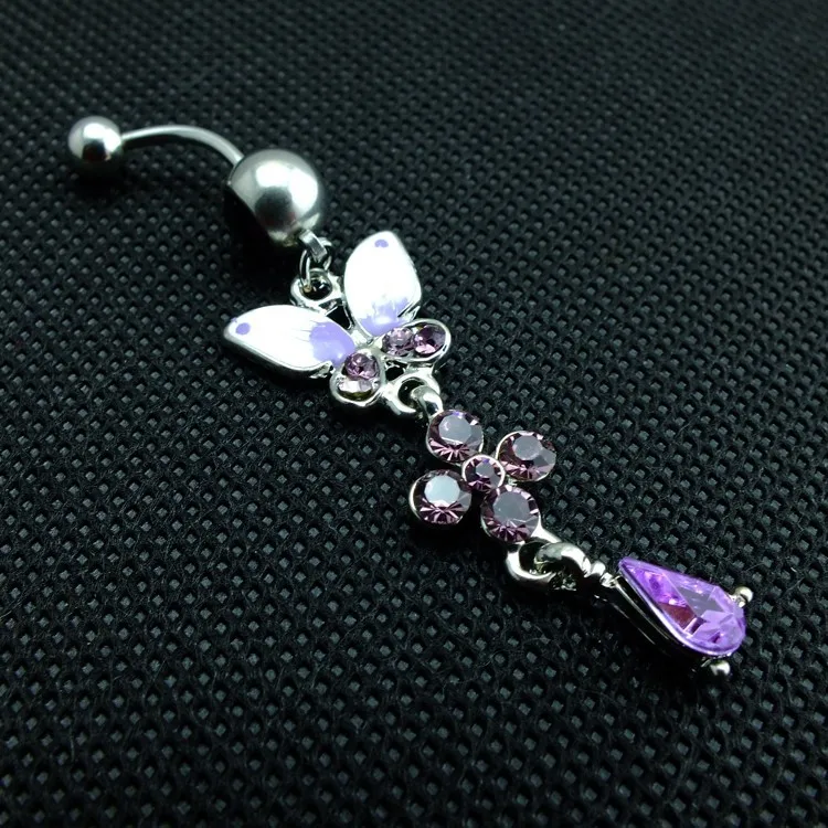 Оптовая продажа Новые Средства ухода за кожей Jewelry, Мода пирсинг пупка, нежный капельного маленькая бабочка, пупок Кольца Бесплатная