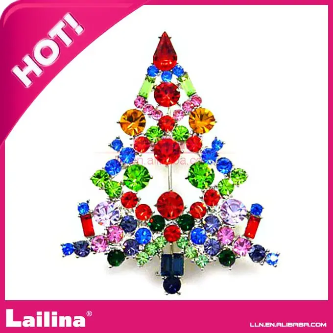 Красочные Кристалл Chirstmas дерево брошь pin для женщин подарок