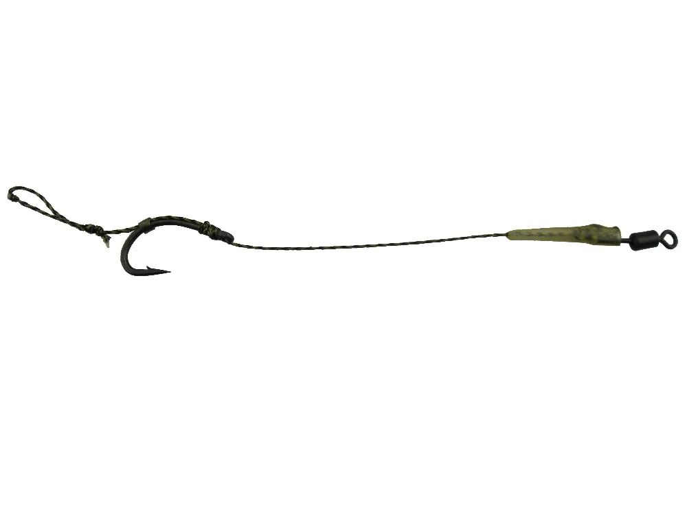 10 X Carp Fishing Combi Rigs wide Gape Barbless Hooksteflon (ptfe