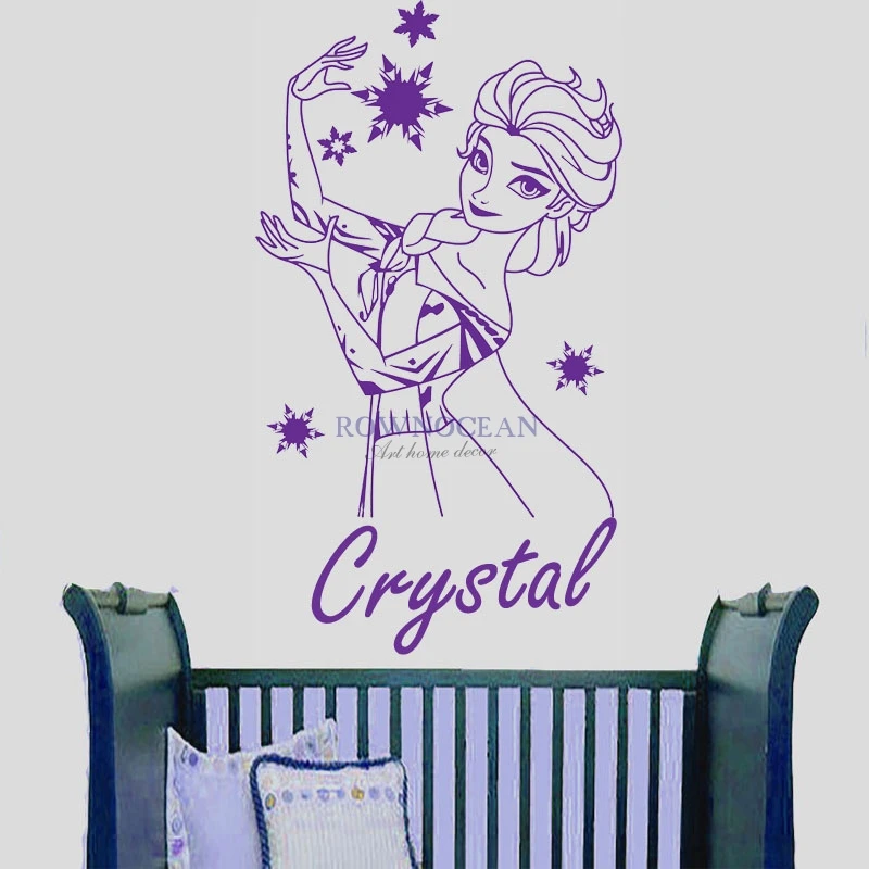 Frozen Elsa Wall Print Personalised Vinyl Sticker Decal Childrens Bedroom Girl