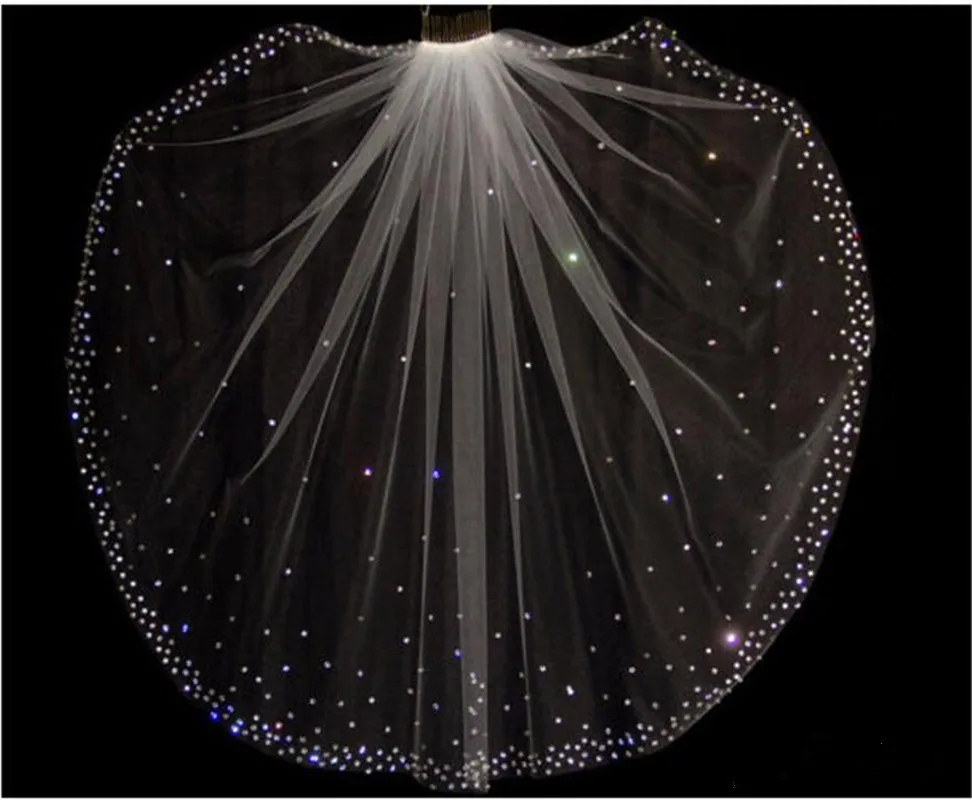 Short Wedding Veil Elbow Length Bling Crystals Custom voile mariage Bridal Veil With Comb Wedding Hair Accessories