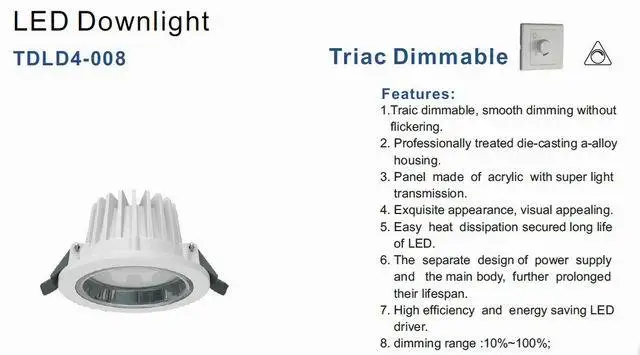 4 "8 Вт Крытый smd высокой мощности светодио дный светильники AC110/220 В triac затемнения светодио дный кабинет яркость лампы регулируемый CE & ROHS 50