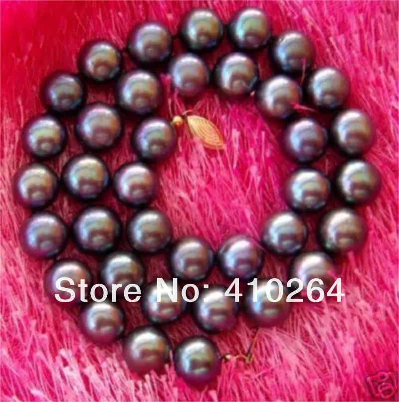 Wholesale_jewelry_wig$ Экспресс AAA 12 мм ИДЕАЛЬНОЕ tahitian черные ЖЕМЧУЖНОЕ ОЖЕРЕЛЬЕ 14 КГ Застежка