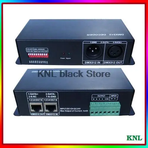 DMX 512 декодер Led RGB контроллер, DC12-24V 4A 4 канала для RGB Потолочная Лампа, светодиодные полосы света, розничная