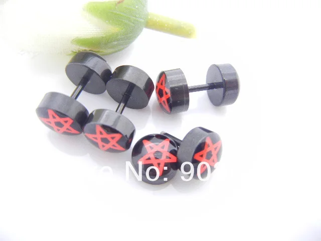 Lot50pcs Бесплатная пересылка Украшения для тела-Нержавеющая сталь звезды Поддельные Ухо Вилки Иллюзия уха сужается Expander подключаемых уха