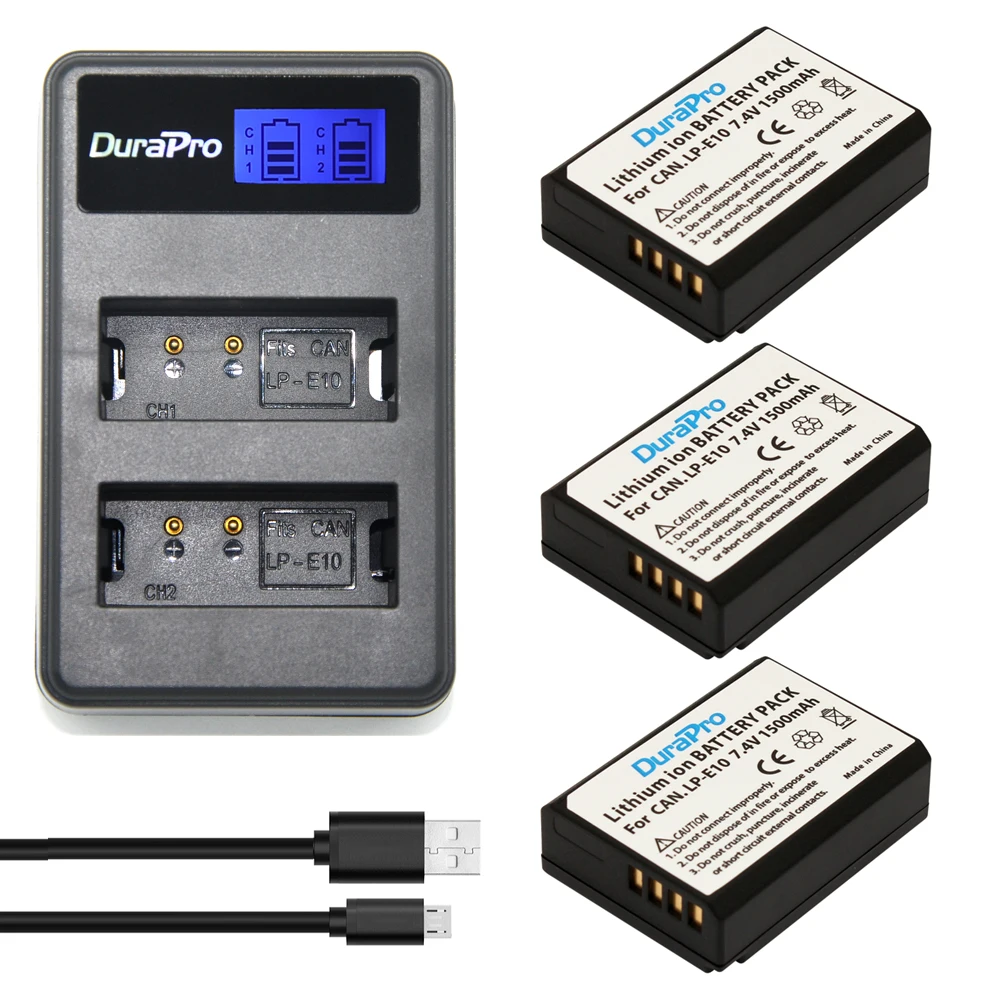 3 шт. LP-E10 LP E10 LPE10 батареи+ USB зарядное устройство для lcd дисплея для цифровой однообъективной зеркальной камеры Canon EOS 1100D 1200D поцелуй X50 X70 Rebel T3 T5 цифровой Камера