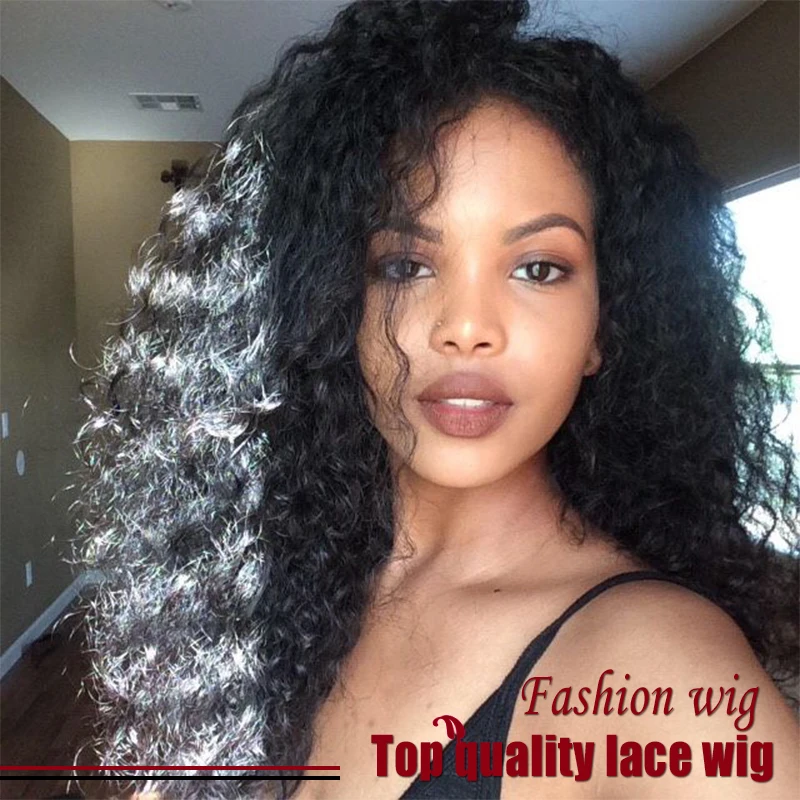 

New Top Quality Brazilian Long Afro Kinky Curly Wig Black Color Synthetic Lace Front Wigs Heat Resistant Synthetic Hair Wigs