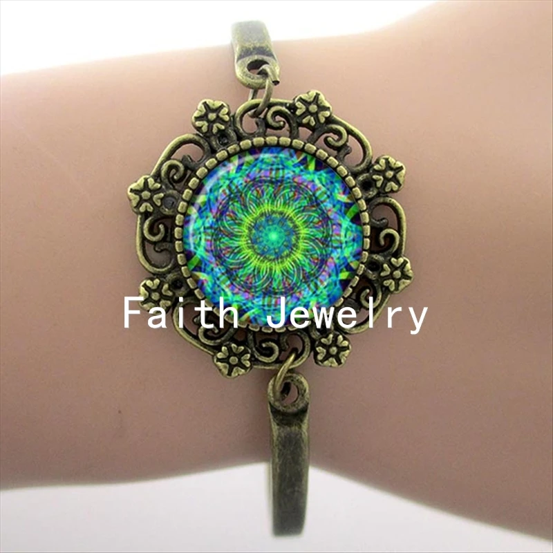 Зеленый браслет Om patten ювелирных изделий в виде цветов и мандалы HT017|bracelet flower|flower of