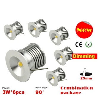 

LED downlight Bridgelux chip IP64 isolation driver dimmable LED cabinet light 3W Mini lamp 25mm 6pcs/set new design