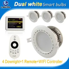 4x 6w led cct downlight android ios smartphone control cutout 80mm + 1x wifi box/controller + 1x 2.4g RF 4 channel led remote