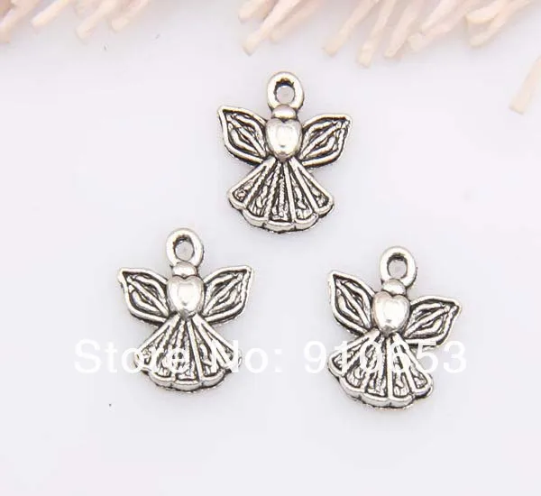 400 шт. тибетское серебро Цинк сплава Подвески ангелы 13mm12mm(3680