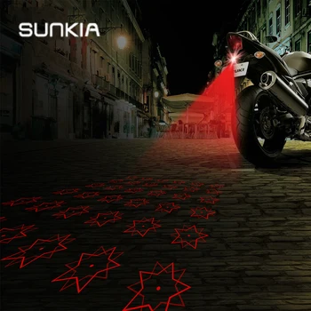 

SUNKIA Five Pointed Star Pattern Motor Tail Light Motorcycle Rear Laser Fog Lamp Warming Signal Free Shipping