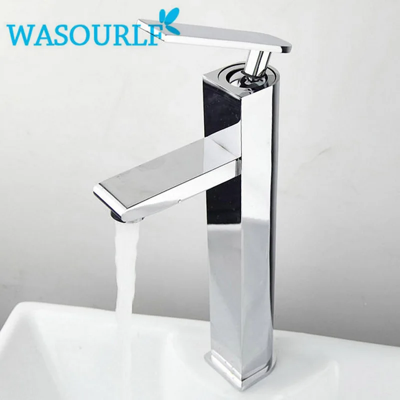 

WASOURLF Bathroom brass water single handle faucet basin mixer hot and cold tap modern design high quality