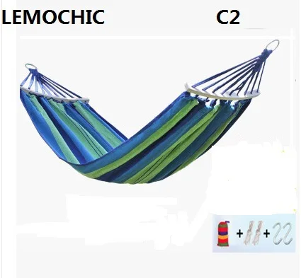 Lemochic Летний высокое качество Портативный удобный открытый сад двойной гамак Ханг Путешествия Отдых Свинг Холст полосой