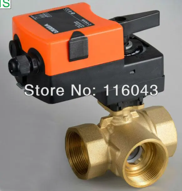 11/2 ''смесительный клапан, ac/dc 24v модулирующий клапан 4-20mA 0-10V 32 мм Трехходовой T тип для регулирования потока или управления Вкл/Выкл
