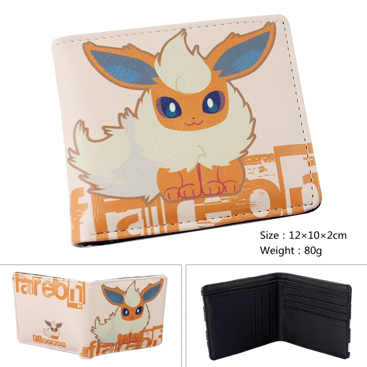 Eevee красочный PU кошелек W-Аниме Карманный Монстр Пикачу кошелек - Цвет: Flareon