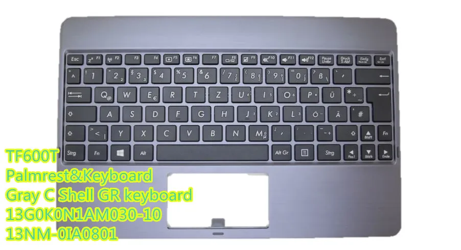 

Laptop Palmrest&Keyboard For ASUS TF600T Gray GR 13G0K0N1AM030-10 13NM-0IA0801 MP-11N76E06528 0KNK0-C100SP00 0KNM-0I1SP12