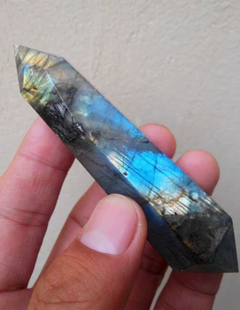 

HOT SALE 65g Natural beautiful labradorite QUARTZ CRYSTAL DT WAND POINT HEALING