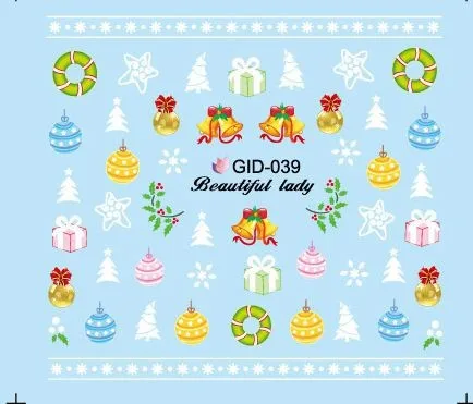 Gid свечения в ночь 20 листов/много смешанных gid037-048 серии Рождество воды Наклейка Вода перевода Стикеры
