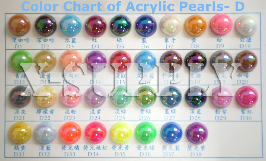 Color Chart of Acrylic Pearls -D
