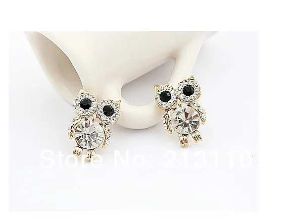 Кристалл Серьги-гвоздики букле d'oreille Femme Мода Сова Серьги для Для женщин Золото бижутерии Pendientes Mujer