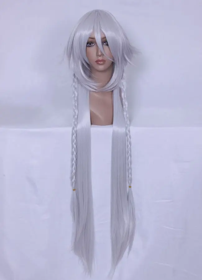 MCOSER 100 см длинные прямые синтетические серебристо-белые цвета косплей костюм парик высокотемпературные волокна WIG-033A