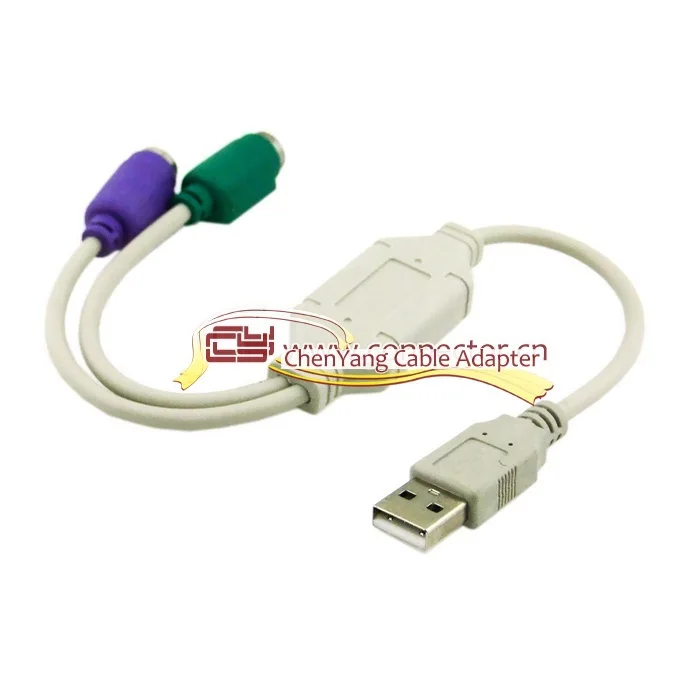 10 шт./партия USB2.0-два PS2 сплиттер кабель адаптер для клавиатуры мышь USB автобус питания