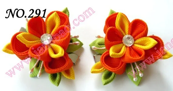 Новые 280 шт. " два слоя Kanzashi цветок заколки моды девушка Bow заколки