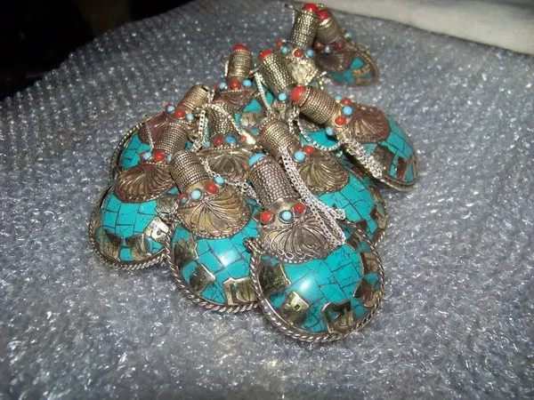 Тибетский JewelryTBP013 Непал ручной латунь Большой нюхательный bottle65 * 45 mmtibetan шесть слов мантры амулеты ремесла