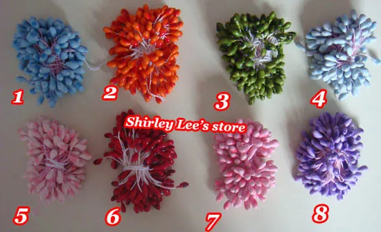 Hot sale!!(6400 pcs )Two tone 4-5mm double heads flower stamen in 8 colors,DIY Artificial flower stamens cake decorating
