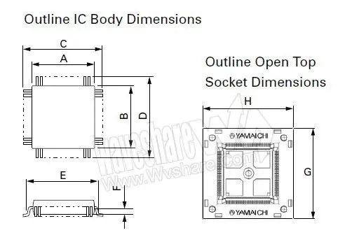 IC201-1444-026 QFP144 TQFP144 FQFP144 PQFP144 QFP Yamaichi IC Test Burn-in Socket Programming Adapter 0.5mm Pitch