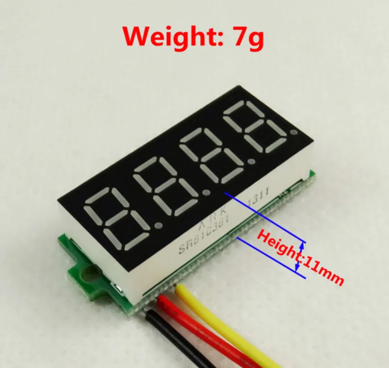 Мини 4 бит 0,3" Цифровой вольтметр 0-33 в три провода Напряжение Панель метр светодиодный дисплей Цвет [10 шт./лот]