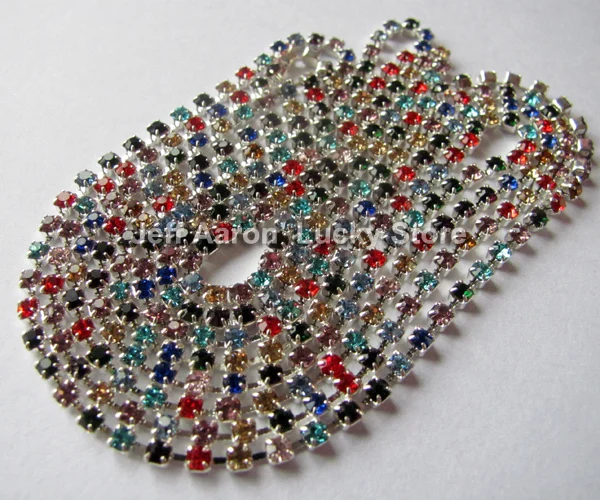 1 м серебристый 3D сплава металла Nail Art Rhinestone украшения ювелирных изделий цепи маленькие прелести сотовый телефон Decroation камни 2 мм
