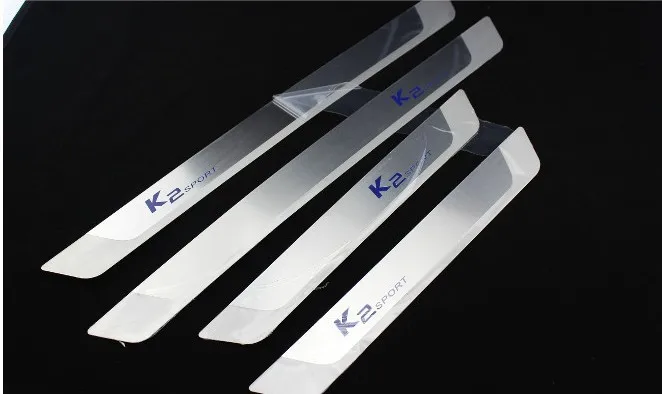 Ультратонкие автомобильные наклейки из нержавеющей стали, Накладка на порог для KIA K2 RIO 2012