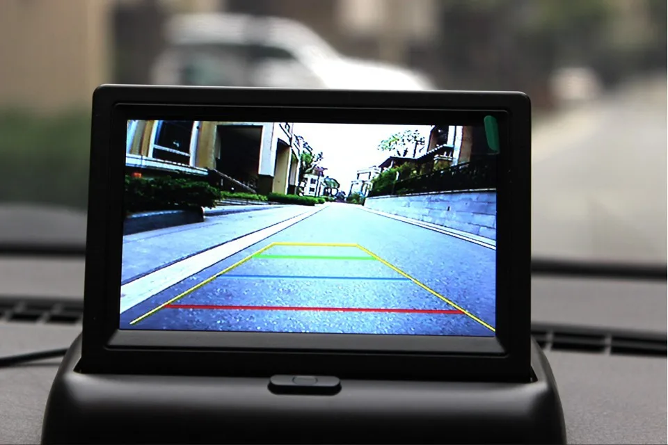 AuMoHall 4,3 ''lcd складной 2 видео вход автомобильные мониторы для камеры заднего вида в тире