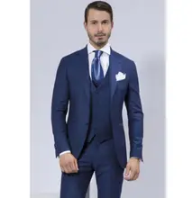 2016 Custom Made Handmade 3 PCS Men’s Groom Tuxedos Best Man Groomsmen Wedding Men’s Suits Prom