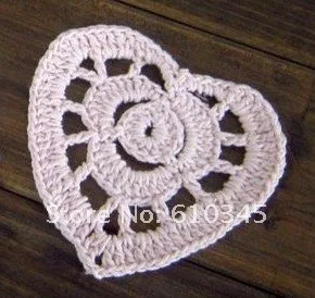 Дизайн сердца хлопок ручное вязание крючком Doily, подстаканник, кроше аппликация 9 см X 8 см 20 шт/лот CD041-S