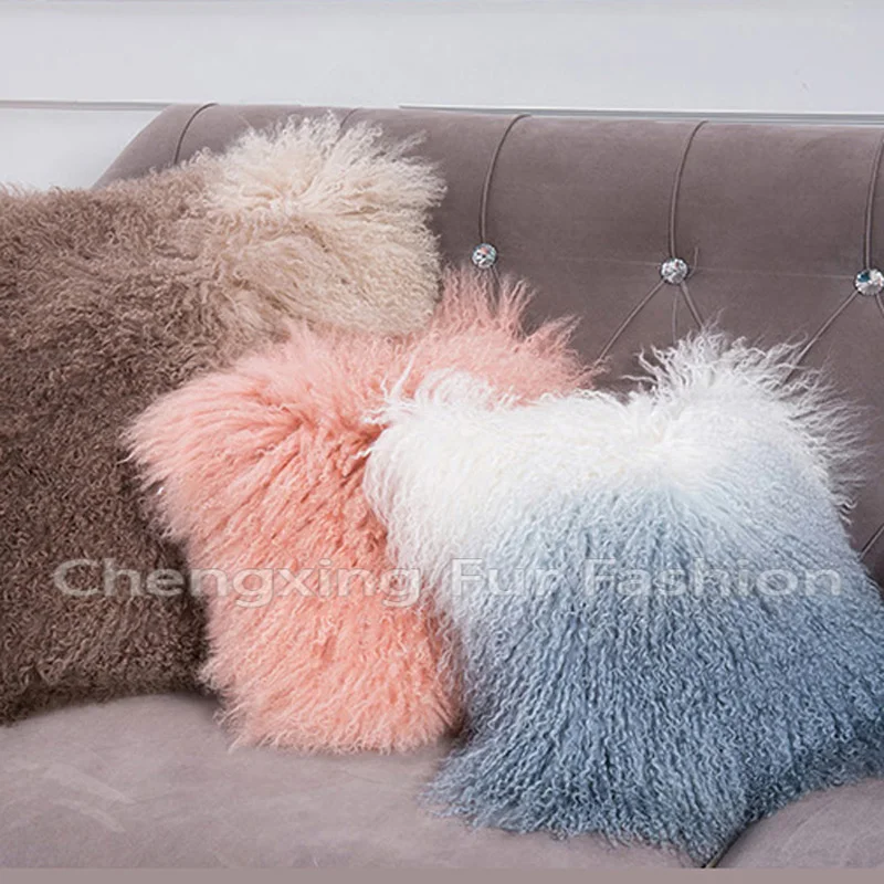 

Free Shipping CX-D-04B/Z Custom Made Mongolian Lamb Fur Pillow Case ~Drop Shipping