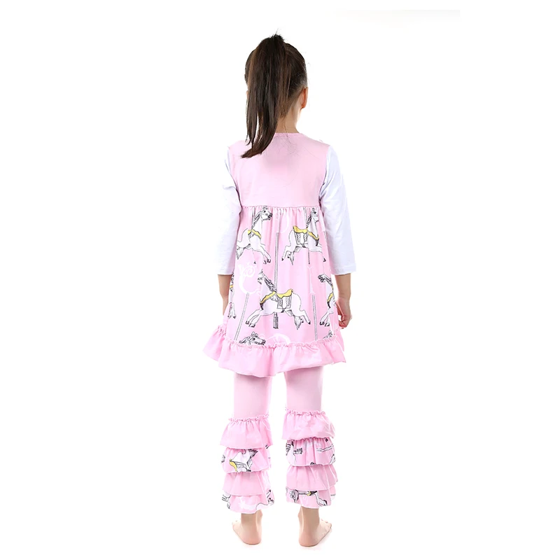 Kaiya Angel, с персонажами из мультфильмов для детей эксклюзивная одежда леггинсы с рюшами комплект одежды,, розовая детская одежда для малышей лошади верхняя одежда