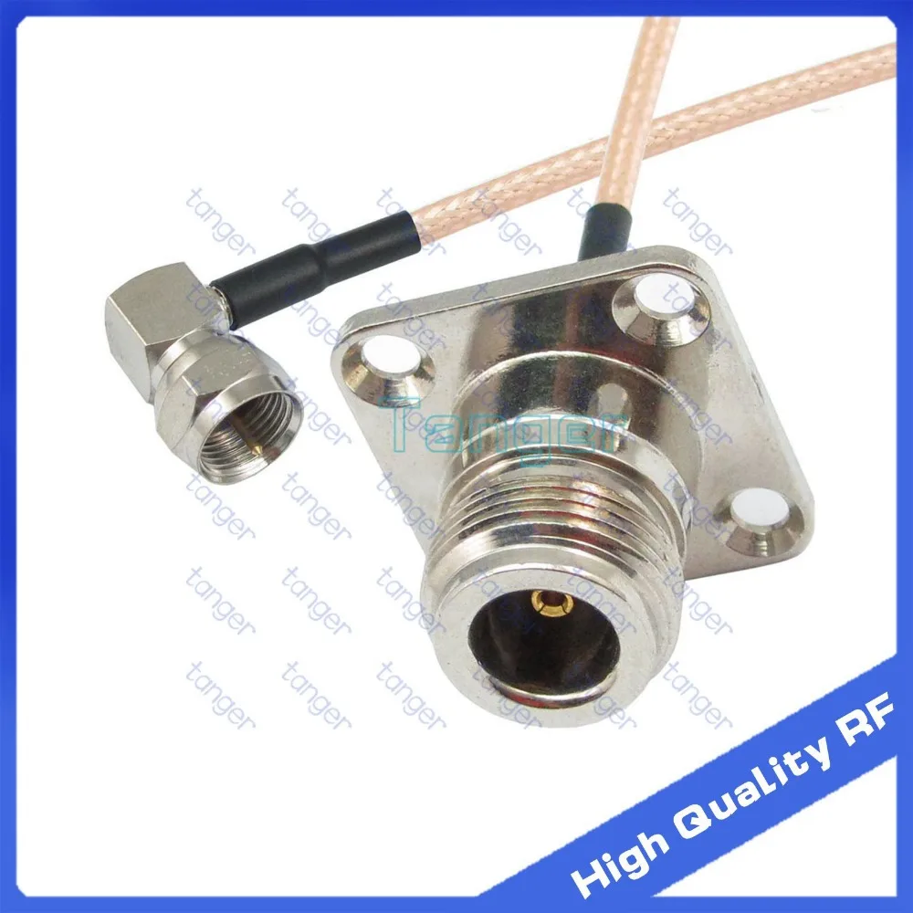 

F male right angle to N female jack 4hole panel with RG316 RF Coaxial Pigtail Jumper cable 6" 15cm Tanger High Quality RF cables