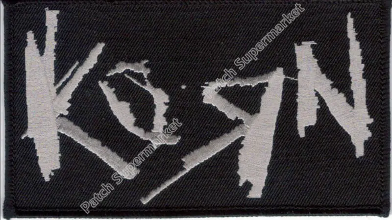 5,2" KORN серебряная и черная квадратная вышитая музыкальная группа железная нашивка рокабилли логотип передача мотив аппликация Рок Панк значок